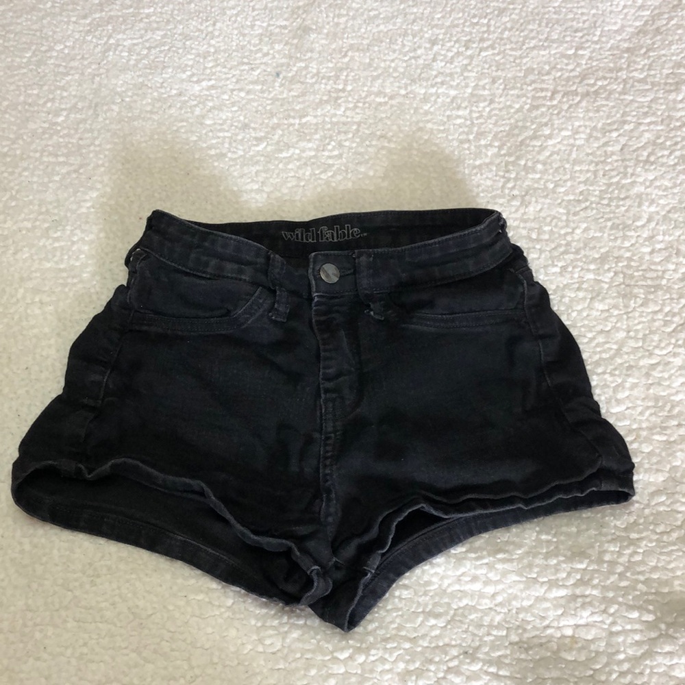 Black high rise jean shorts